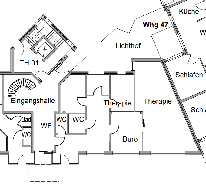 Schematische Grundrissdarstellung – Gewerbefläche 37 im Wohn- und Geschäftshaus mit barrierefreiem Wohnen in Vechta