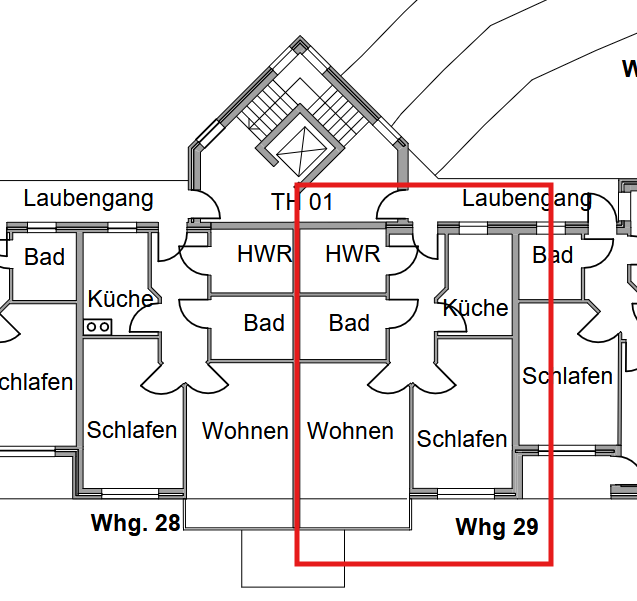 Schematische Grundrissdarstellung – Wohnung 29 im Wohn- und Geschäftshaus mit barrierefreiem Wohnen in Vechta