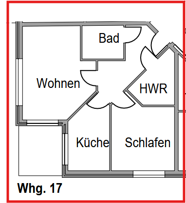 Schematische Grundrissdarstellung – Wohnung 17 im Wohn- und Geschäftshaus mit barrierefreiem Wohnen in Vechta